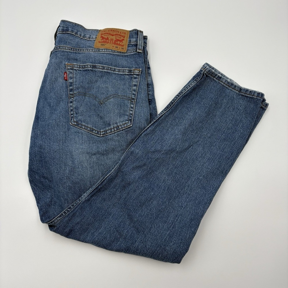 Levi's 505 Mens Jeans 36x30 Regular Fit‎ Straight Leg Blue Denim